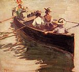 Egon Schiele Boating painting